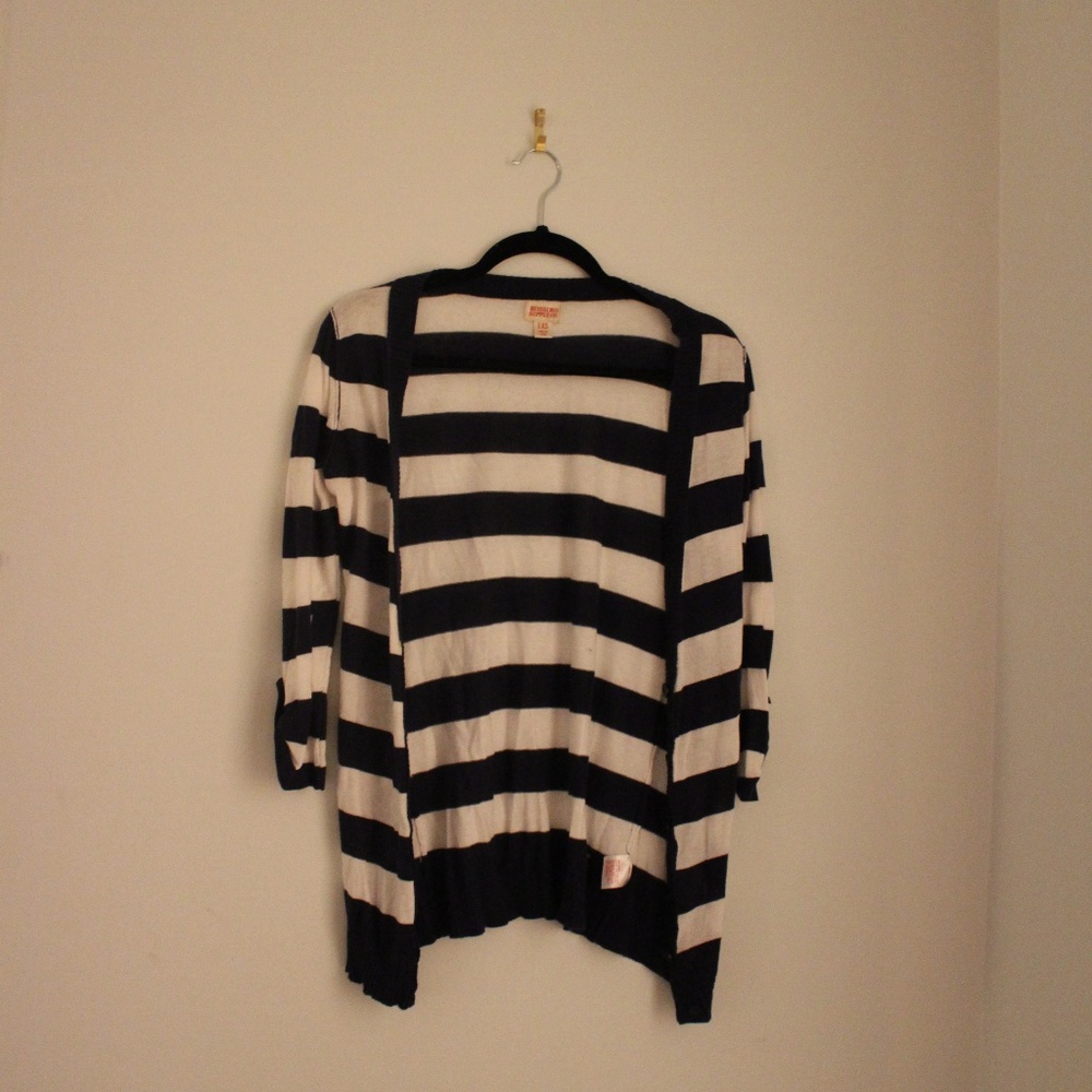 Blue And White Striped Cardigan